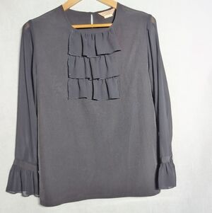 Cocorita Gerolamo Elegant Black Ruffle Blouse